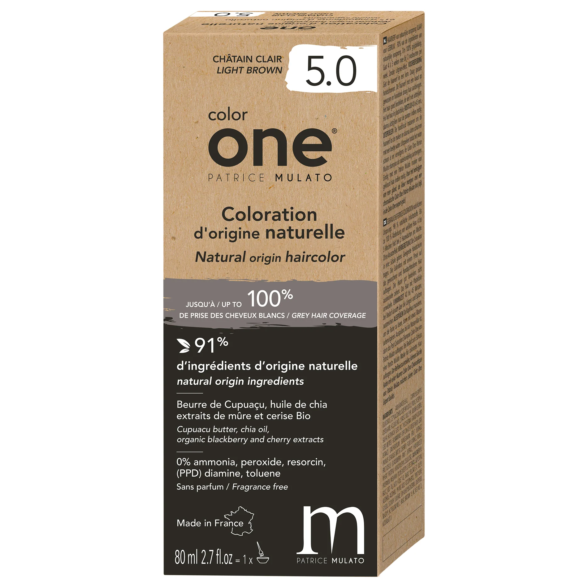 Coloration Naturelle 5.0 CHÂTAIN CLAIR Color One Mulato 80 ML - Image 2