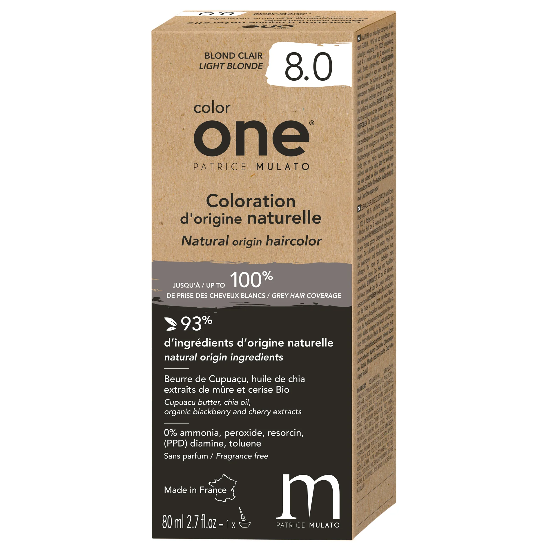 Coloration Naturelle 8.0 BLOND CLAIR Color One Mulato 80 ML - Image 2
