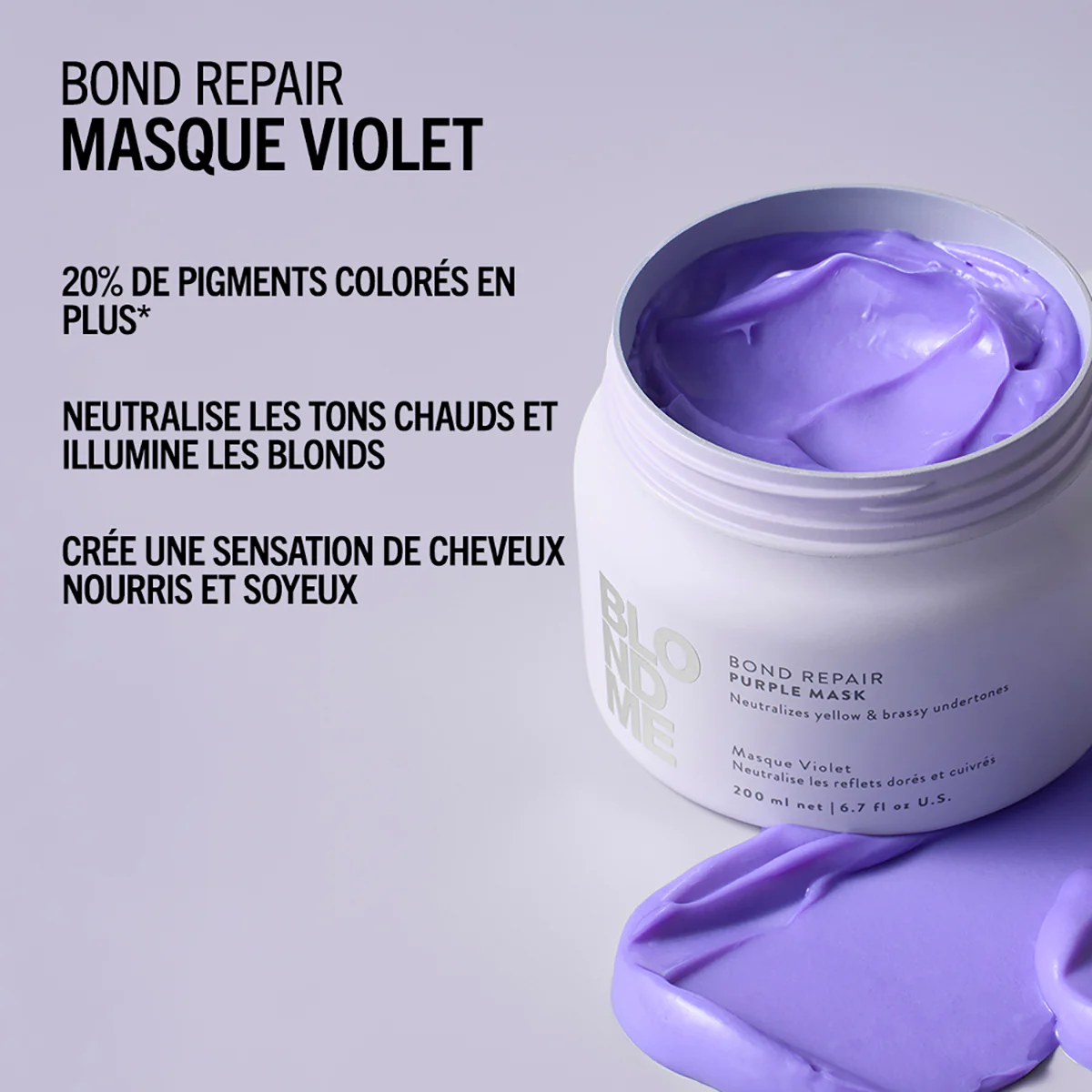 Masque Violet Neutralisant Blond Me Bond Repair Schwarzkopf 200 ML - Image 3