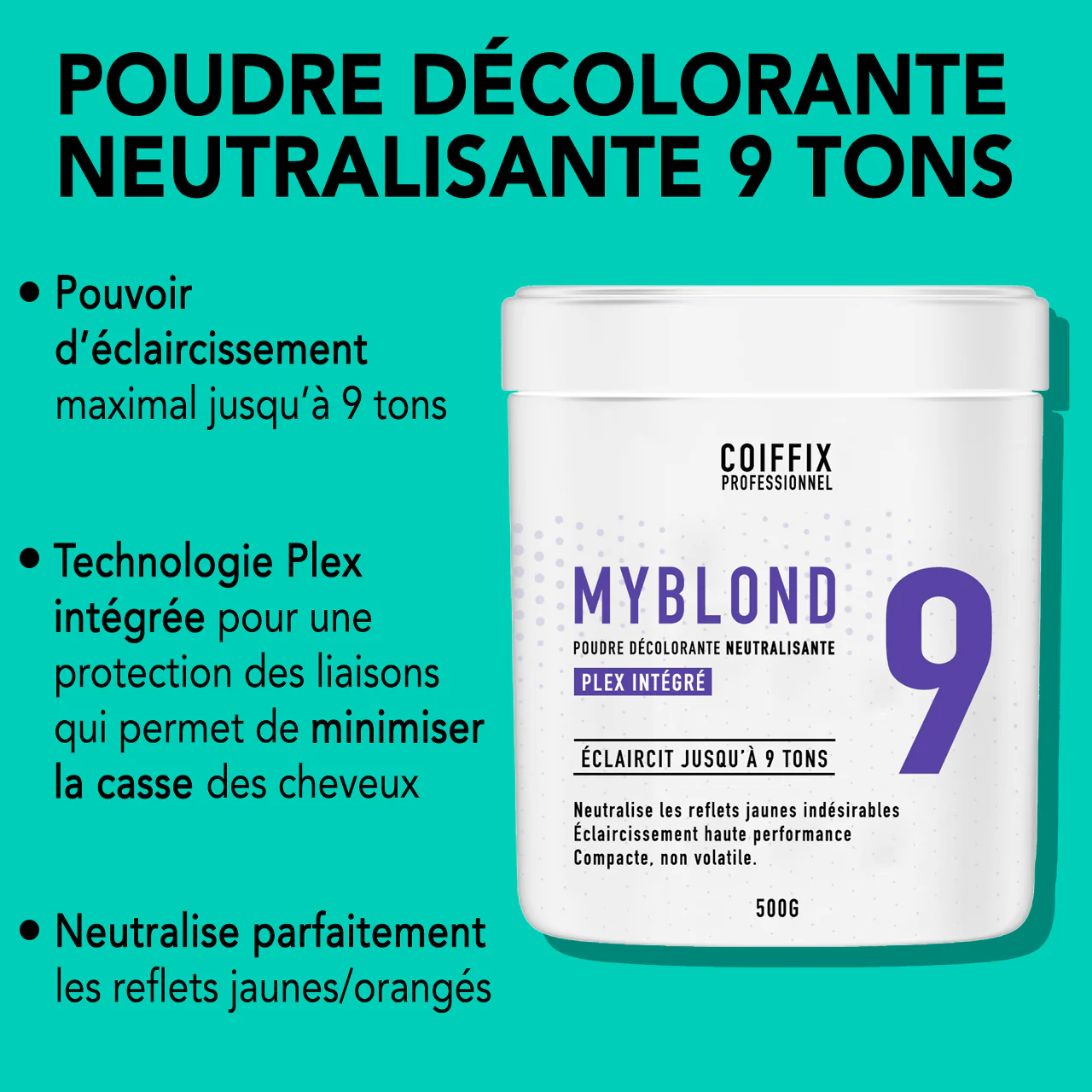 Pack Oxydant 20 Vol + 3 Sachets Poudres Décolorantes 9 Tons MyBlond Coiffix Professionnel - Image 2